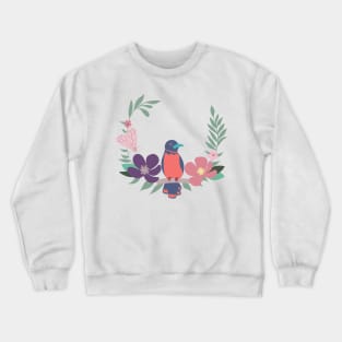 Little blue bird and his garden friends Crewneck Sweatshirt